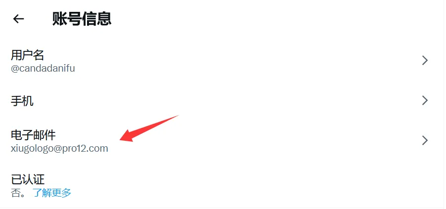 推特号邮箱更改选项